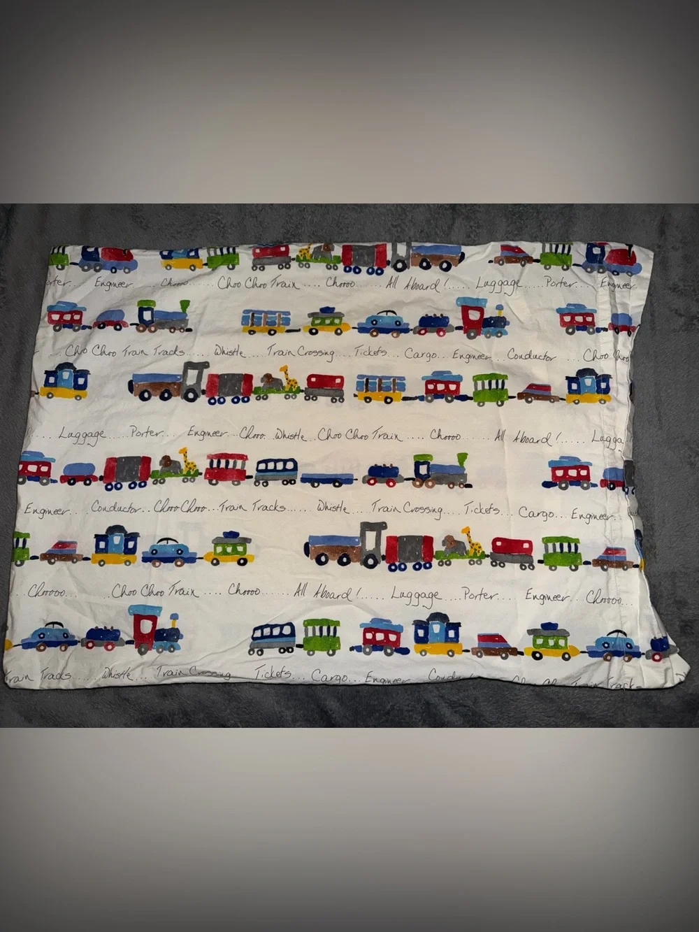 Pottery Barn Kids Choo Choo  Train  Standard Size Pillowcase